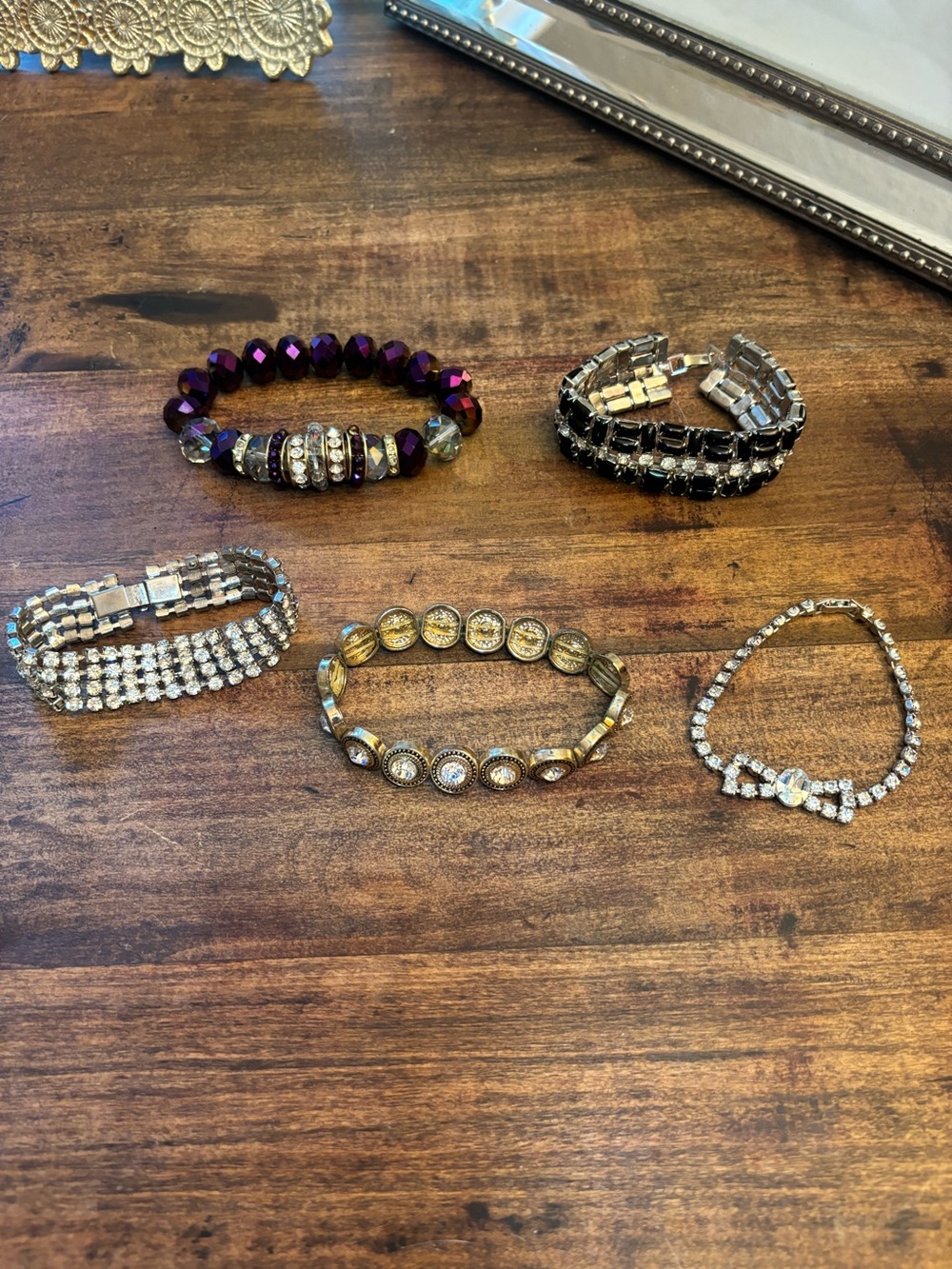 Bracelet Bundle of 5 Bracelets, Rhinestone, Metal & Beads
